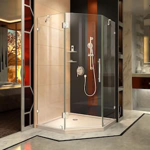 Prism Lux 36 in. x 36 in. x 74.75 in. Frameless Hinged Shower Enclosure in Chrome with Shower Base