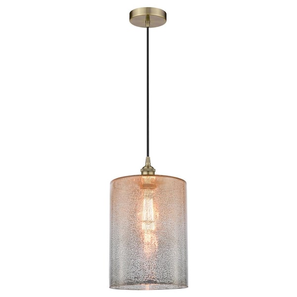 Cobbleskill 60-Watt 1-Light Antique Brass Standard Mini Pendant Light with Painted Glass Shade, No Bulbs Included