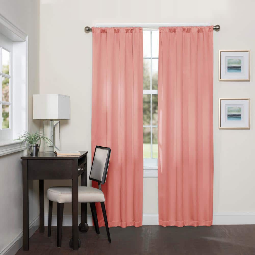 Coral Polyester Blackout Rod Pocket Curtain Panel