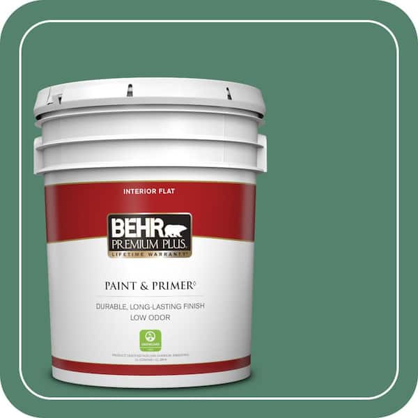 BEHR PREMIUM PLUS 5 gal. #M420-6 Tournament Field Flat Low Odor Interior Paint & Primer