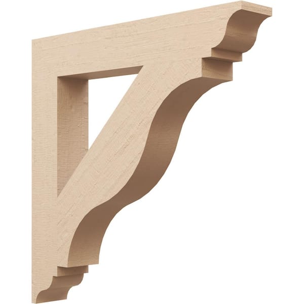 Ekena Millwork 5.5 in. x 36 in. x 36 in. Funston Traditional Rough Cedar Woodgrain Timberthane Polyurethane Bracket, Primed Tan