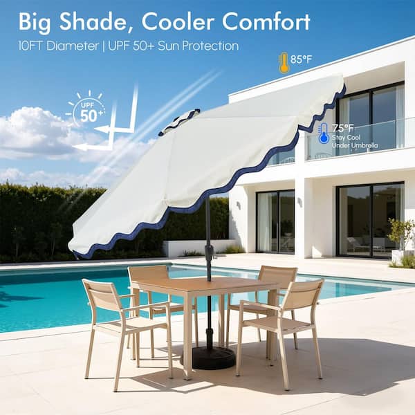 Caodoc 10 ft. Miro Market Solar LED Lighted Outdoor Patio Umbrella in White  with Crank Lift System and UV-Resistant Fabric MIRO100-L - The Home Depot
