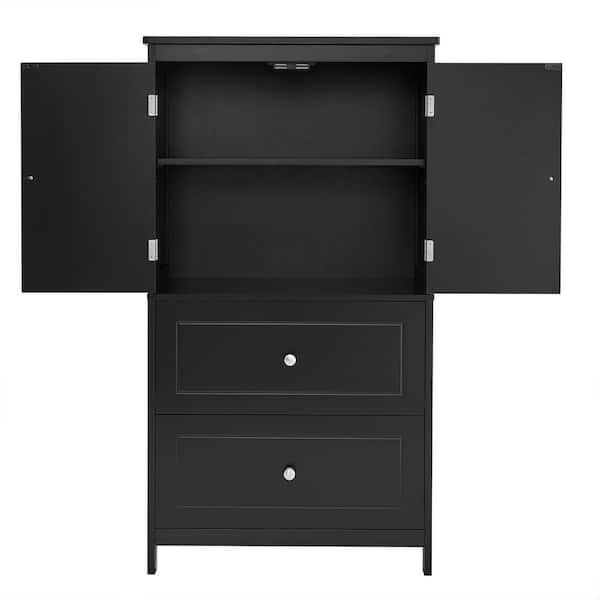 XUJMK 24 in. W x 12 in. D x 43 in. H Black Linen Cabinet, Bathroom