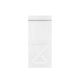 38 in. x 84 in. Pure White Knotty Pine Wood Interior Sliding Barn Door Slab