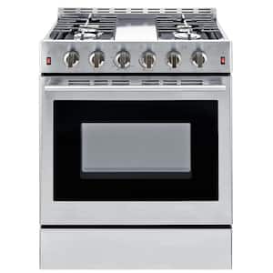 30 in. 4 Burners Freestanding Gas Range in Sliver with 5.56 cu. ft. Convection Oven, with Continuous Grates