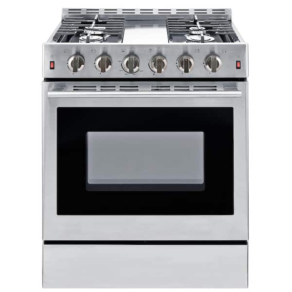 Elexnux 30 in. 4 Burners Freestanding Gas Range in Sliver with 5.56 cu. ft. Convection Oven, with Continuous Grates