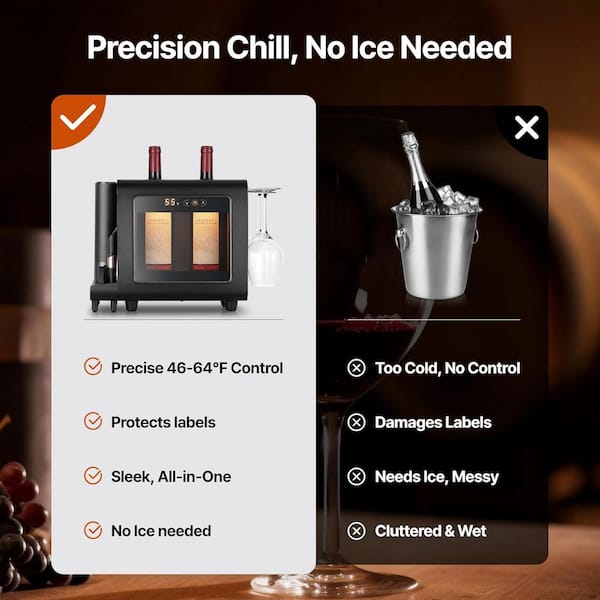 Ca'Lefort 2-Bottle Electric Wine Chiller Set with Auto Opener and