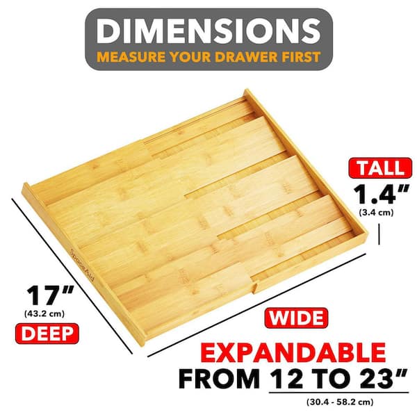 12 in. to 23 in. Expandable 4-Tier Bamboo Spices Rack Drawer Organizer for Cabinet, Kitchen Seasoning Storage, Natural