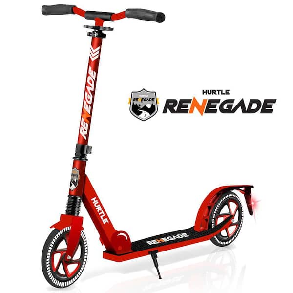 HURTLE Lightweight and Foldable Kick Scooter Adjustable for Teens and Adult, Alloy Deck with High Impact Wheels in Red