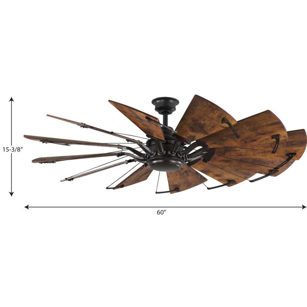 Rustic 60'' Walnut Windmill Ceiling Fan with Remote
