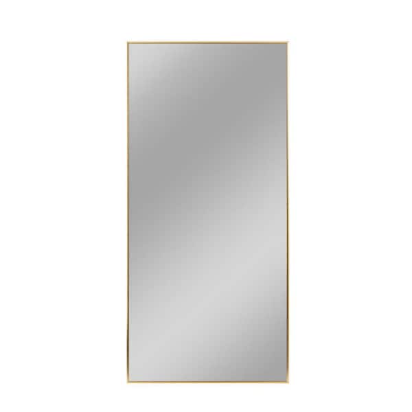 Unbranded 34 in. W x 71 in. H Modern Gold Metal Framed Full Length Mirror