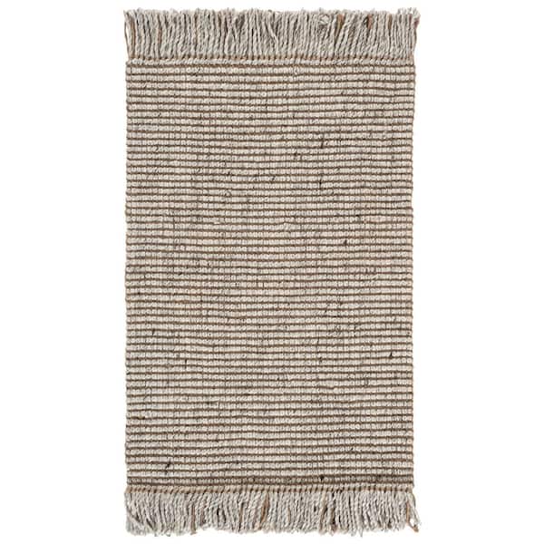 Natural Fiber 2 ft. x 3 ft. Silver/Natural Woven Thread Area Rug