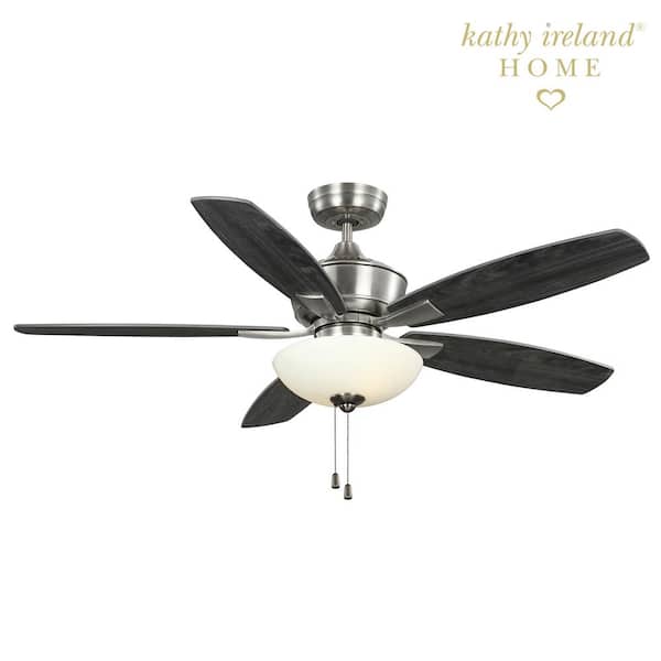 Kathy Ireland Lindell 52 in. Indoor Brushed Steel Ceiling Fan with Light