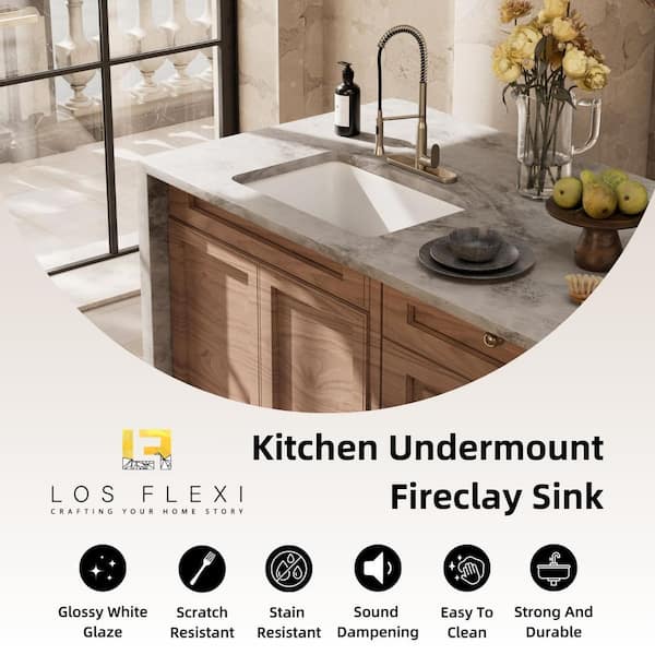 Los Flexi 27 in. White Undermount Kitchen Sink, Drop-in and