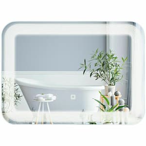 1 in. W x 20 in. H Frameless Square LED Light Bathroom Vanity Mirror in white