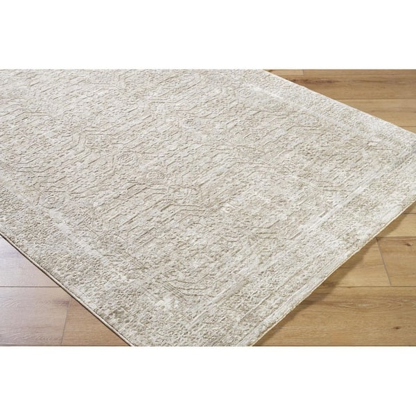 Beth Dusty Sage Traditional Distressed 5 ft. 3 in. x 5 ft. 3 in. Area Rug