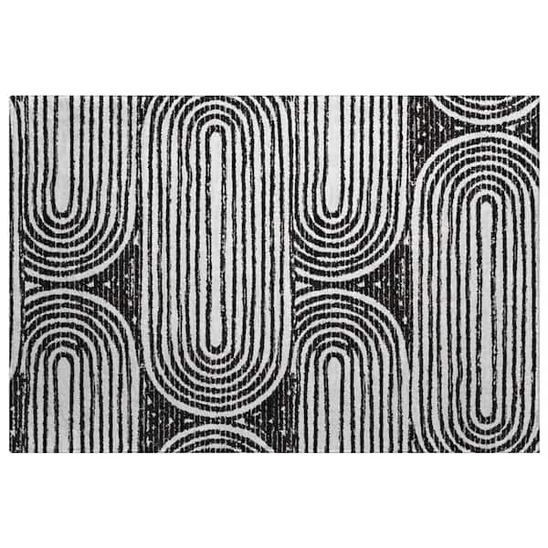 Dream Shag Premium Machine Washable Abstract ADS540 Black 2 ft. x 3 ft. Accent Rug