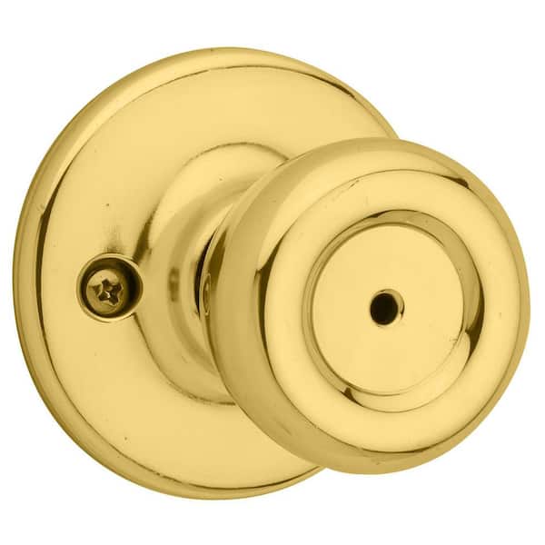 Kwikset Tylo Polished Brass Bed/Bath Door Knob Featuring Microban Antimicrobial Technology with Lock
