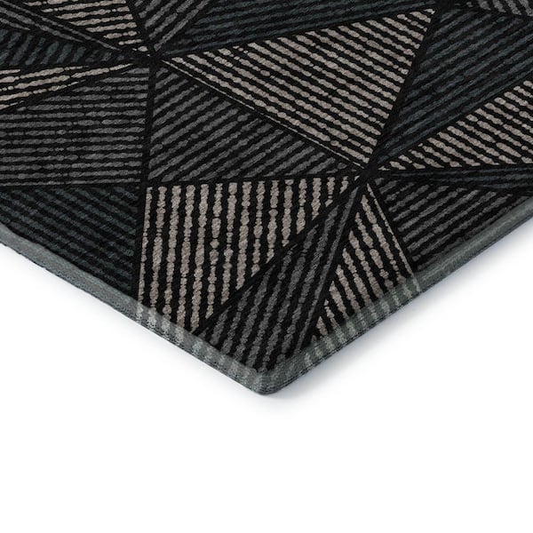 Mayfield Premium Machine Washable Indoor/Outdoor Geometric AMF618 Black 8 ft. x 10 ft. Area Rug