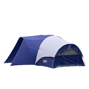 8-Person Camping Tents, Weather Resistant Family Tent, Divided Curtain for Separated Room with Carry Bag(‎‎Blue)