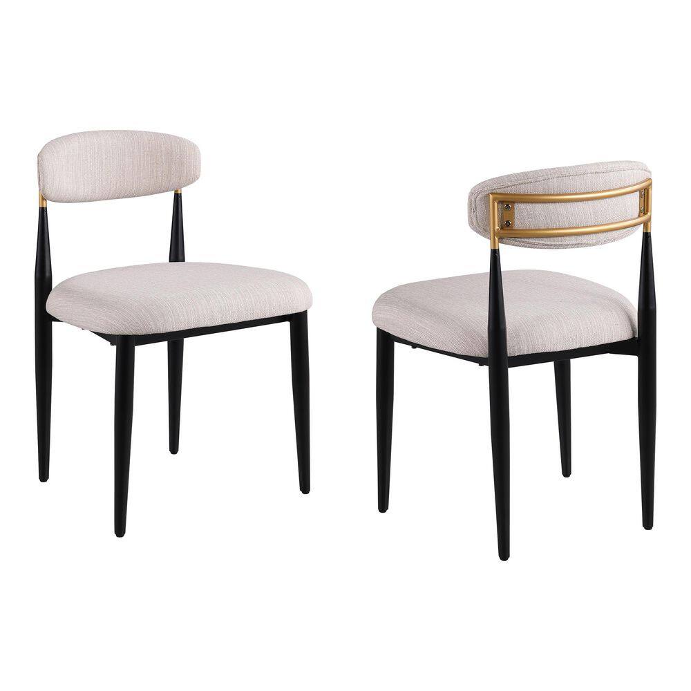 Junn Modern Black Metal Frame Beige Fabric Dining Side Chair (Set of 2) price history on PriceWatchPro