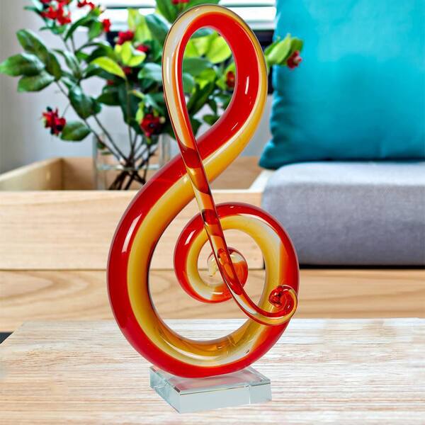 Dale Tiffany Red Clef Musical Note Hand Blown Art Glass Figurine