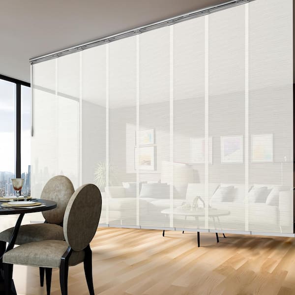 EMOH Ornate Alabaster 130 in.- 175 in. W x 116 in. L Adjustable 8-Panel Satin Nickel Double Rail Panel Track, 23.5 in. Slates