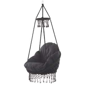 2.5 ft. Deluxe Macrame Hammock Chair in Black