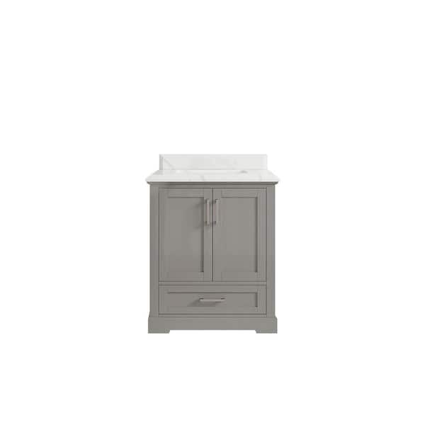 Willow Collections Boston 30 in. W x 22 in. D x 36 in. H Bath Vanity in Elephant Gray with 1.5 in. Calacatta Quartz Top