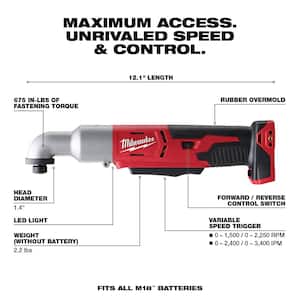 M18 18V Lithium-Ion Cordless 1/4 in. Hex 2-Speed Right Angle Impact Driver W/ (1) 5.0Ah Battery and Charger