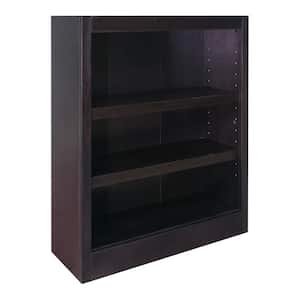 36 in. Espresso Wood 3-shelf Standard Bookcase with Adjustable Shelves