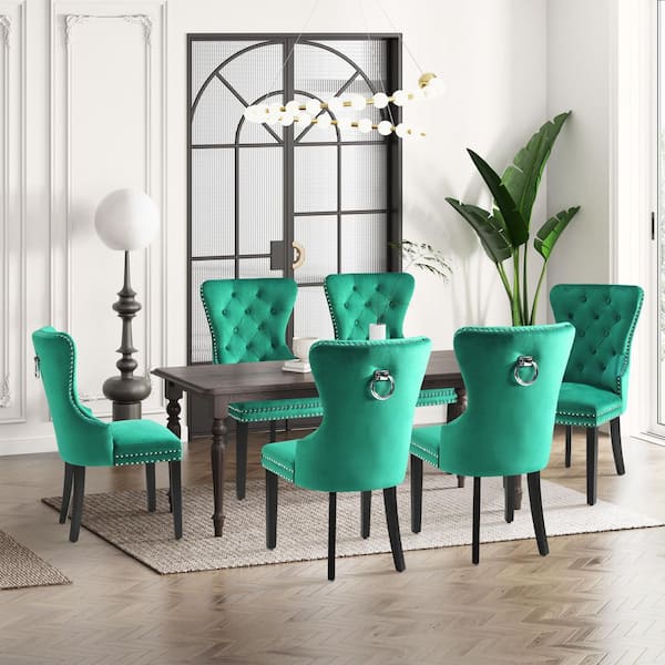 Brooklyn Dark Green Tufted Velvet Dining Side Chair (Set of 6)