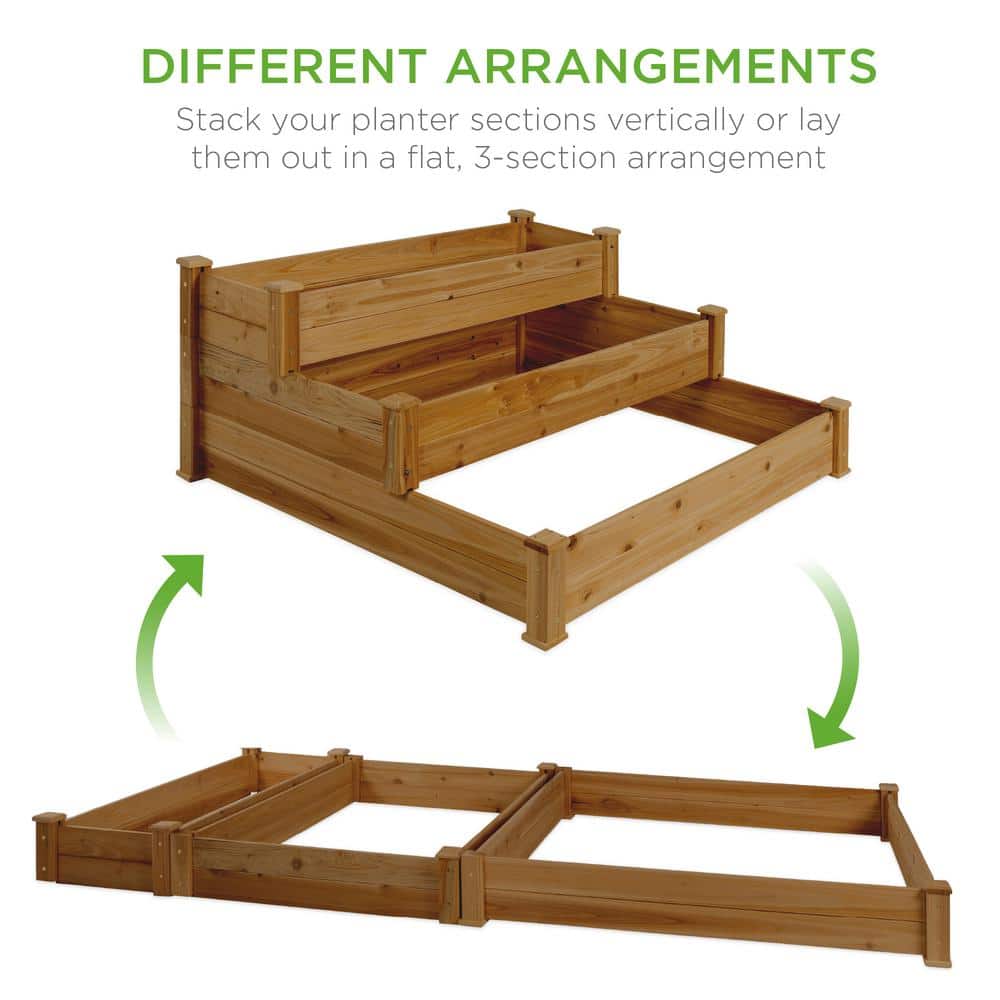 Acorn Brown 3-Tier Fir Wood Raised Garden Bed Planter