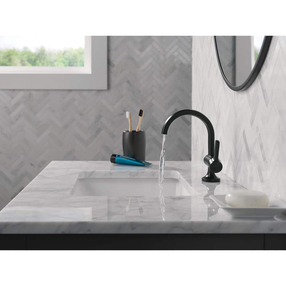Albion Matte Black Single Handle Bathroom Faucet with Drain Assembly