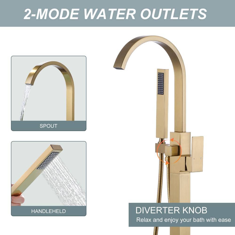 1 Handle Bathroom Freestanding Tub Filler with Diverter