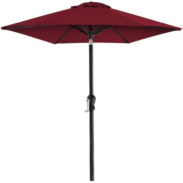 Unbranded 10 ft. Steel Market Patio Umbrella in Burgundy with Push Button Tilt