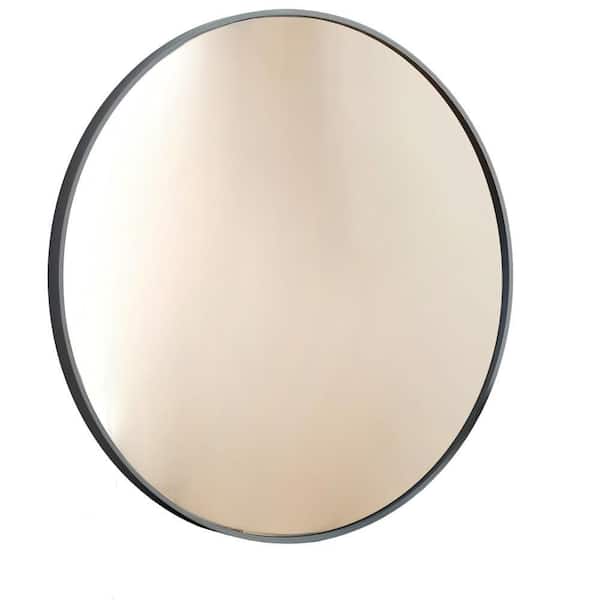 Black 22.3 in. W x 23 in. Aluminum Round Wall Mirrors for Over Sink, Circle Mirror for Bathroom, Entryway, Bedroom
