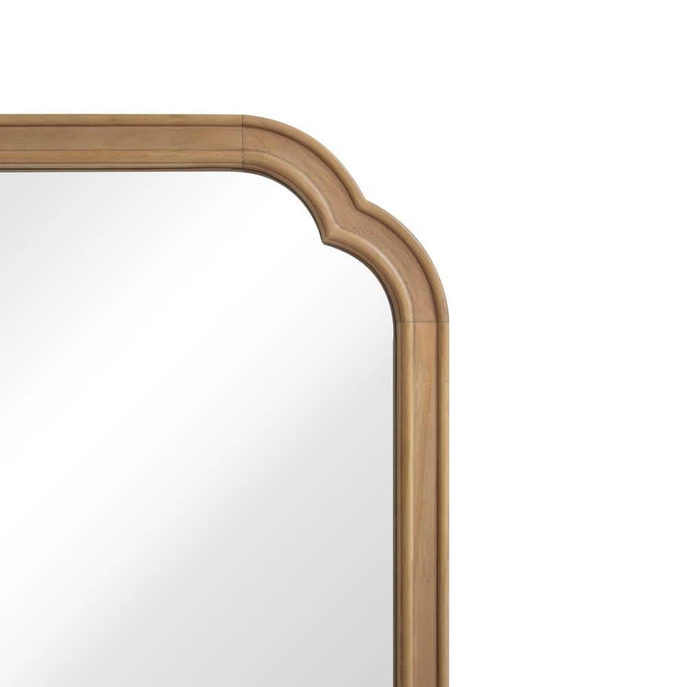Natural Wood Rectangular Arch Wall Mirror 24" x 36"