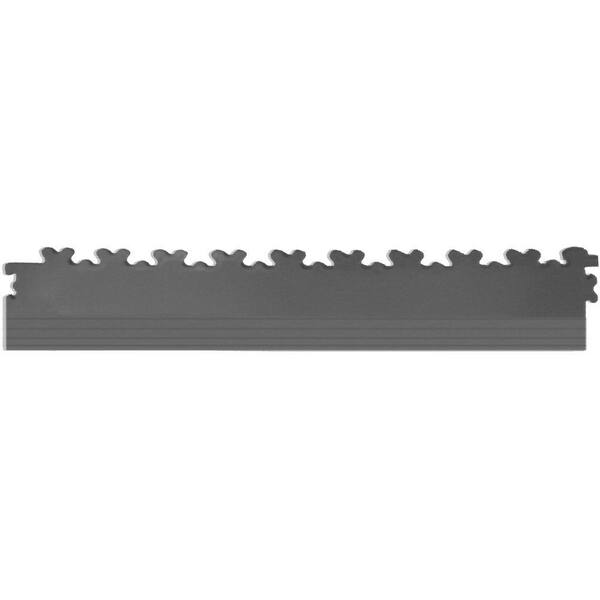 IT-tile 20-1/2 in. x 2-1/2 in. Diamond Plate Dark Gray PVC Tapered Interlocking Multi-Purpose Flooring Tile Edges (4-Pack)