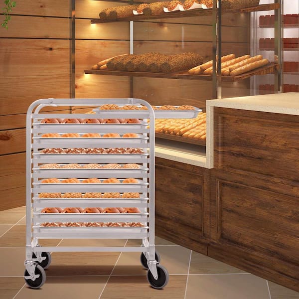 Commercial-Grade 20-Tier Bun Pan Bakery Rack, Galvanized Iron Pan Rack with  4 Wheels 2 Lockable for Kitchen, Bakery, Restaurant and Catering, Silver