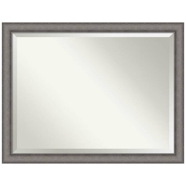 Amanti Art Burnished Concrete 44.5 in. x 34.5 in. Beveled Modern Rectangle Wood Framed Wall Mirror in Gray