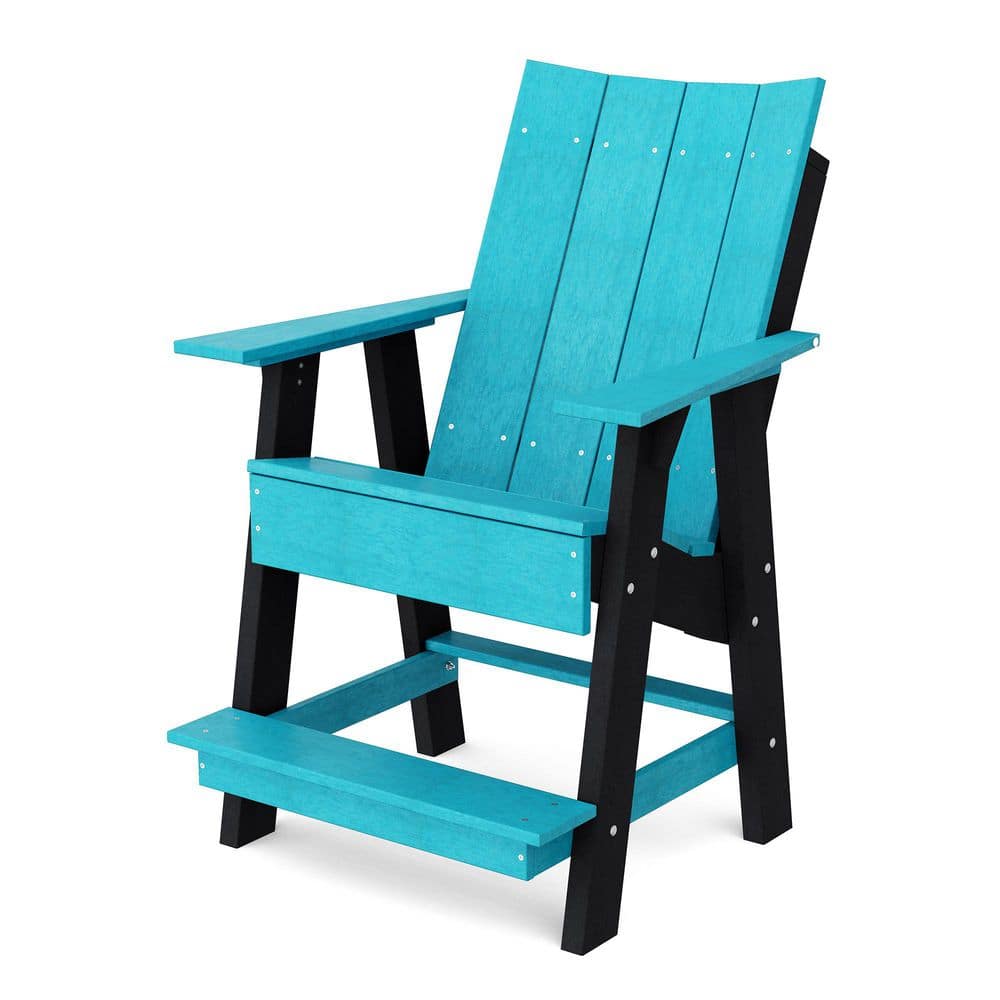 Contemporary Aruba Blue and Black Plastic Outdoor High Adirondack Chair price history on PriceWatchPro