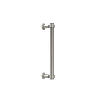Contemporary 12 in. Back to Back Shower Door Pull with Grooved Accent in Satin Nickel