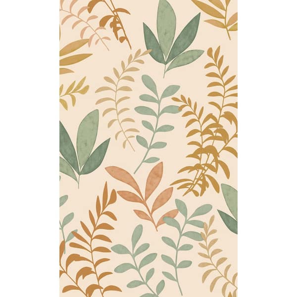 Walls Republic Cream Modern Minimalist Leaves Print Non Woven Non-Pasted Textured Wallpaper 57 Sq. Ft.