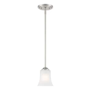 Bronson 60-Watt 1-Light Brushed Nickel Mini-Pendant with Frosted Glass Shade