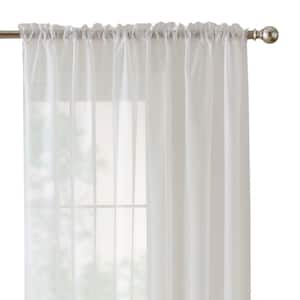 White Solid Rod Pocket Sheer Curtain - 60 in. W x 84 in. L