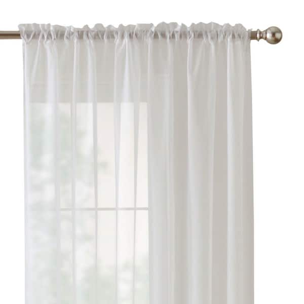 Home Decorators Collection White Solid Rod Pocket Sheer Curtain - 60 in. W x 84 in. L