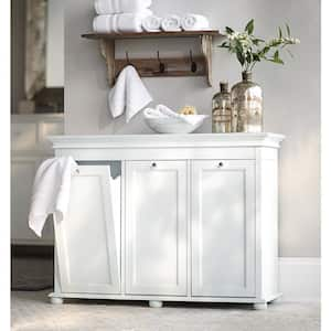 Hampton Harbor 37 in. Triple Tilt-Out Hamper in White