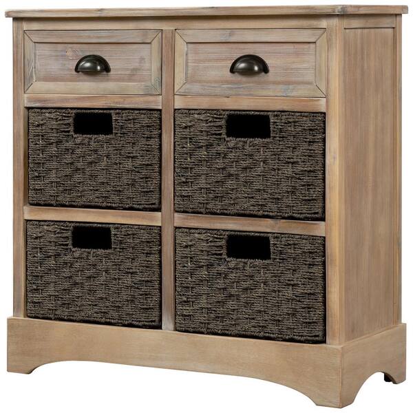 White Chest of Drawers Basket Storage Unit Wooden Cabinet