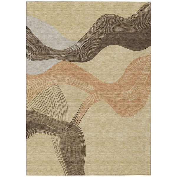 Chantille Machine Washable Indoor/Outdoor Abstract ACN3057 Gold 10 ft. x 14 ft. Area Rug
